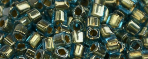 TOHO 1.5 mm Cube Beads-Bronze Lined Aqua Stock # :T1.5C990-100